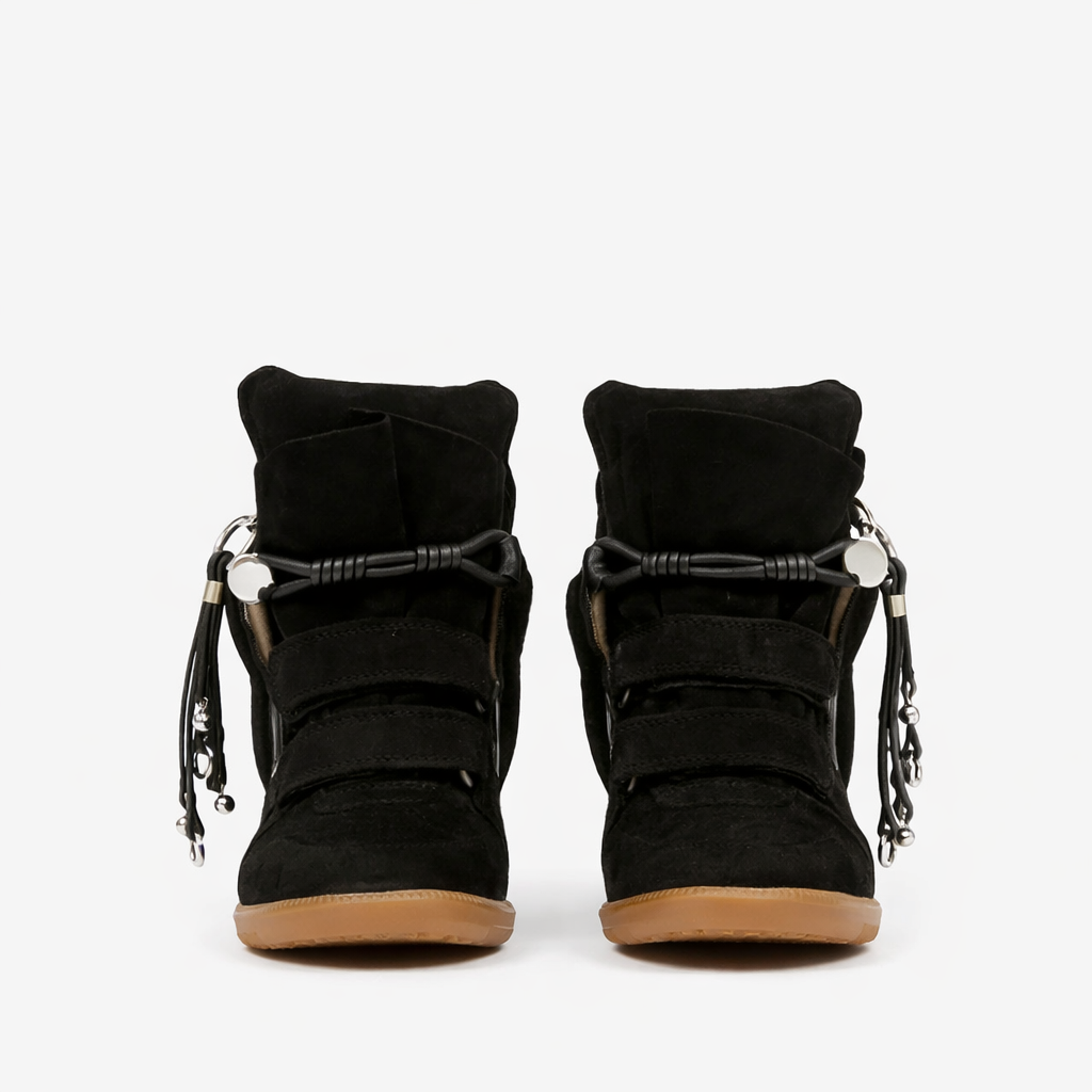 Alessia Wedge Sneaker Black Suede